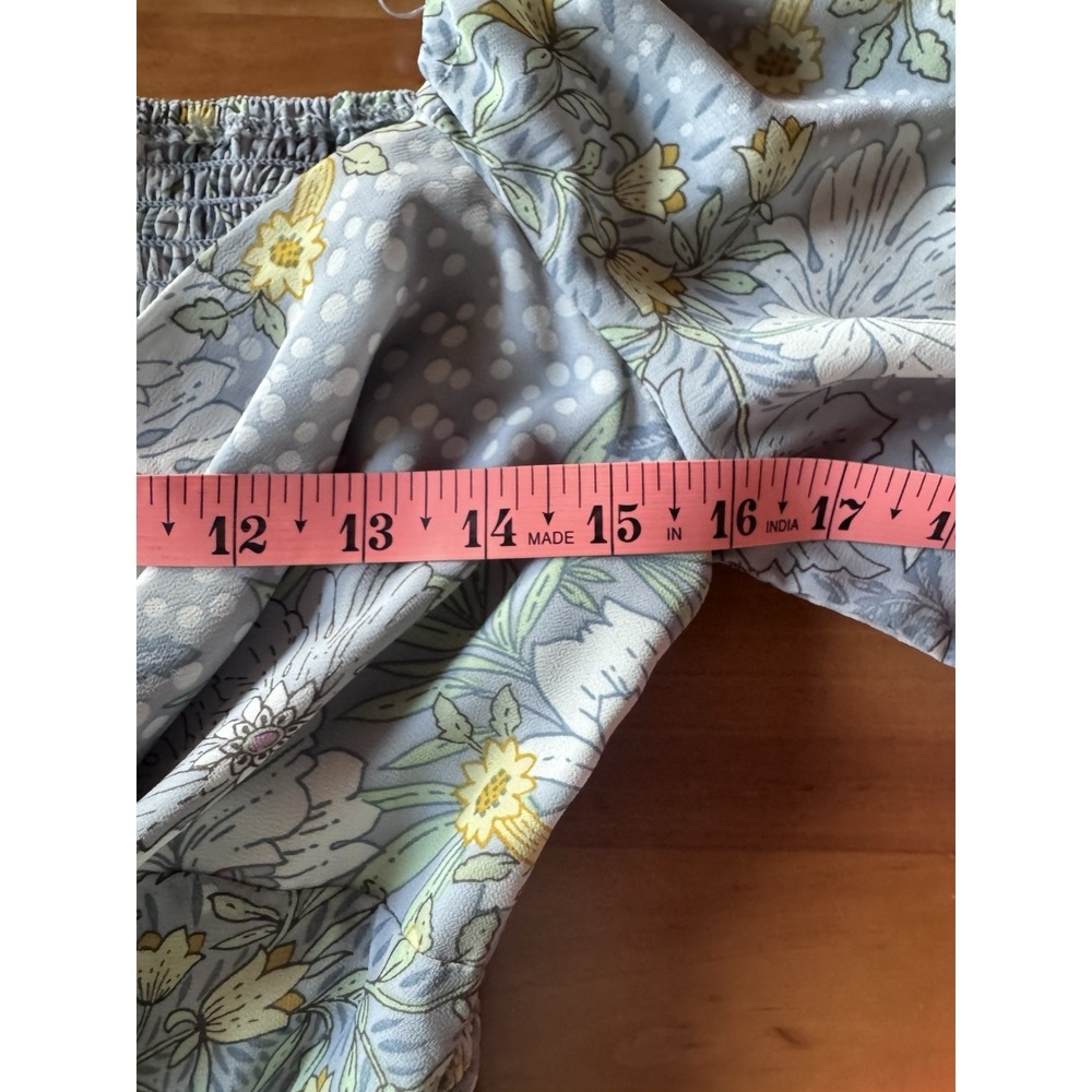 Astr The Label Marietta Blue Floral Tiered Ruffle Mini Dress Smocked Size Large - Picture 13 of 14